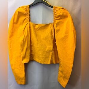 Levi’s Junie Mutton Sleeve Cotton Blend Blouse In Old Gold Size X-LARGE